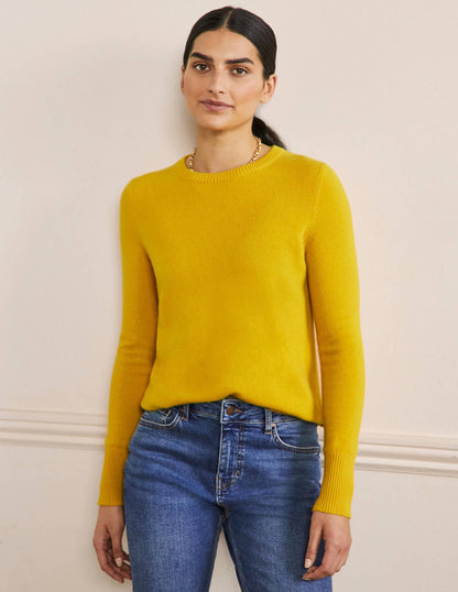 Cashmere Crew Neck Jumper-Citrine Yellow