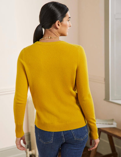 Cashmere Crew Neck Jumper-Citrine Yellow