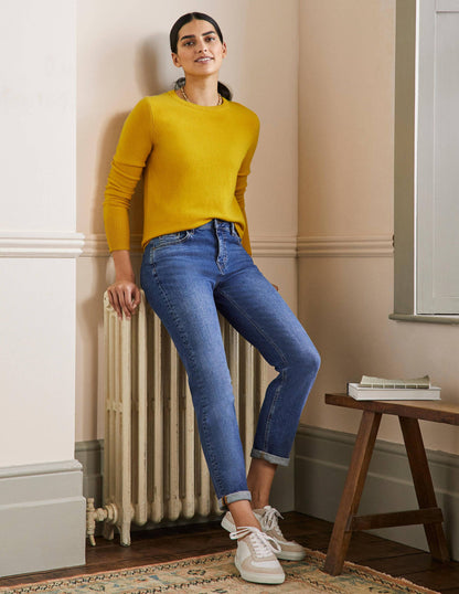 Cashmere Crew Neck Jumper-Citrine Yellow