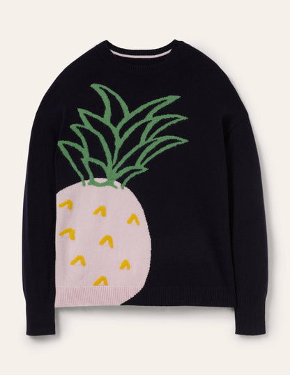 Margot Cashmere Jumper-Navy, Pineapple-6