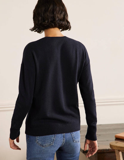 Margot Cashmere Jumper-Navy, Pineapple-3