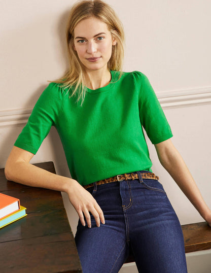 Cotton Crew Knitted Top-Highland Green-1