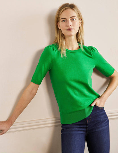 Cotton Crew Knitted Top-Highland Green-4