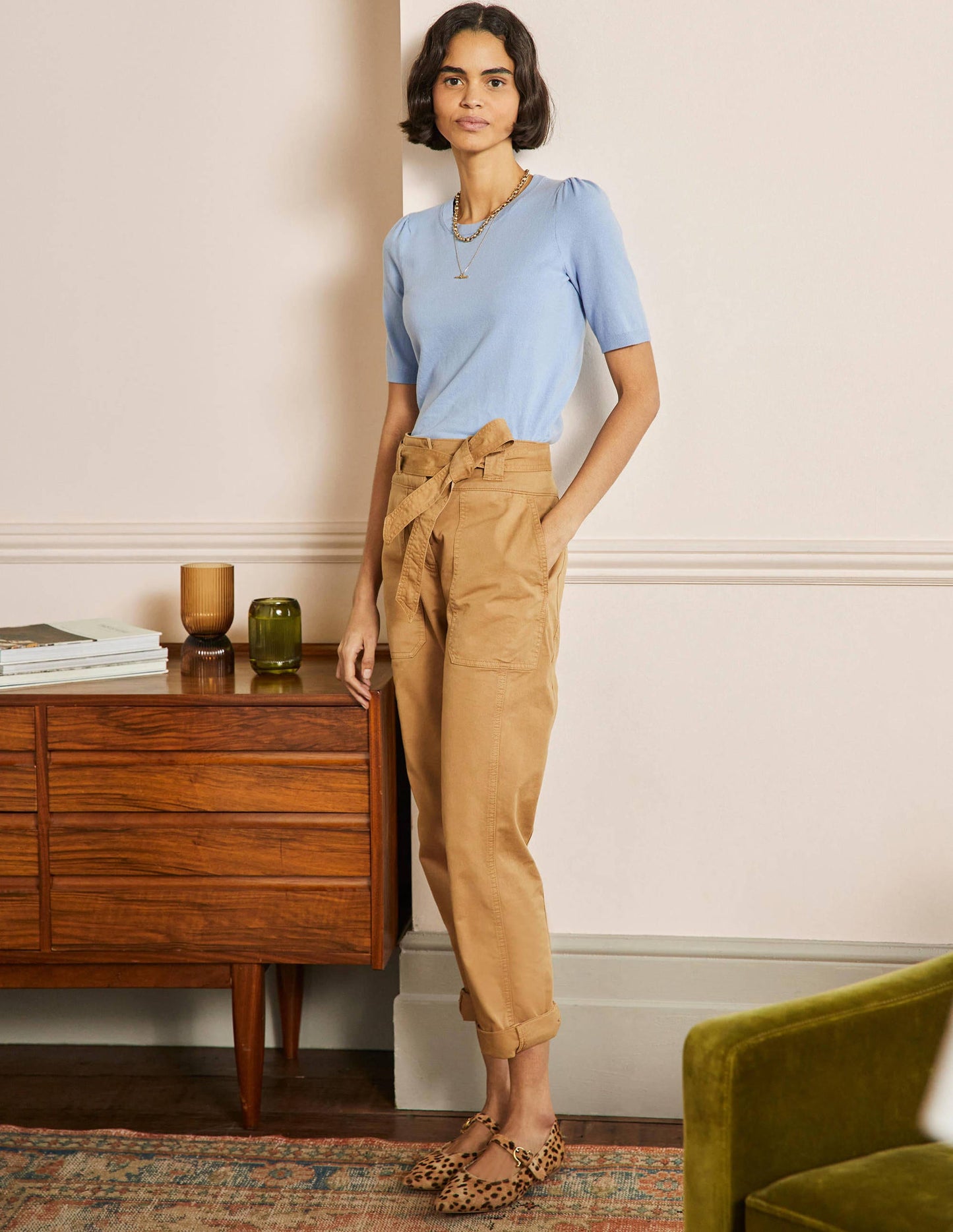 Cotton Crew Knitted Top-Dusty Blue