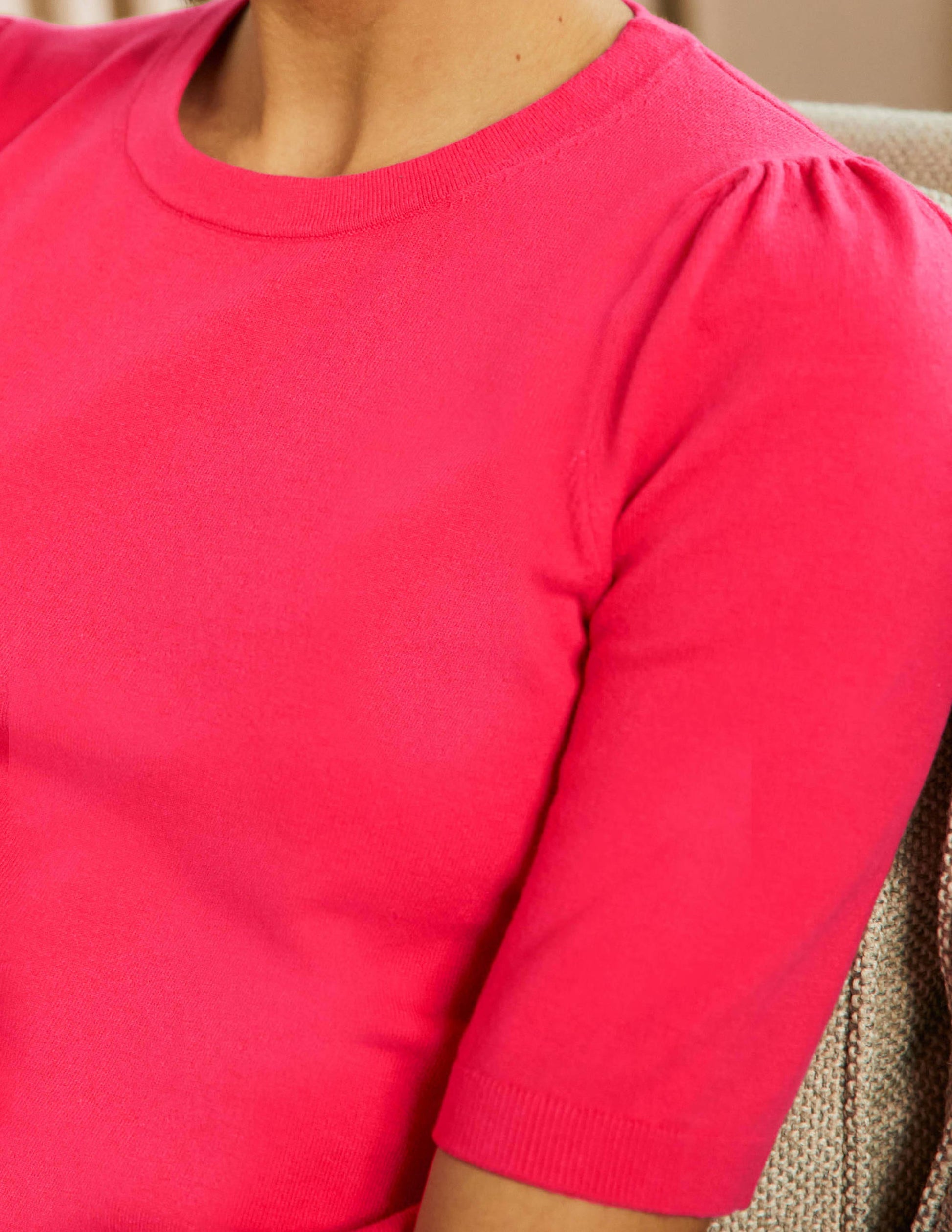 Cotton Crew Knitted Top-Radish-2