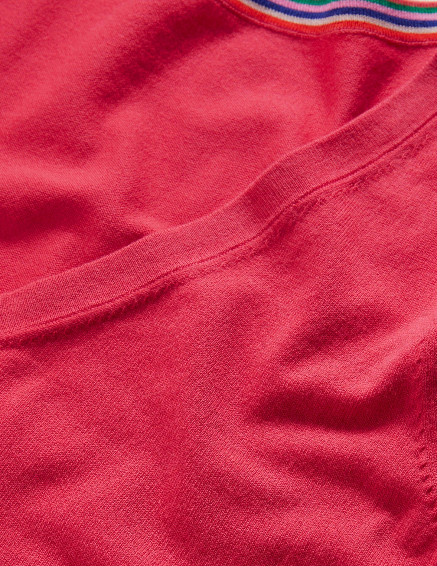 Cotton V-Neck Jumper-Radish