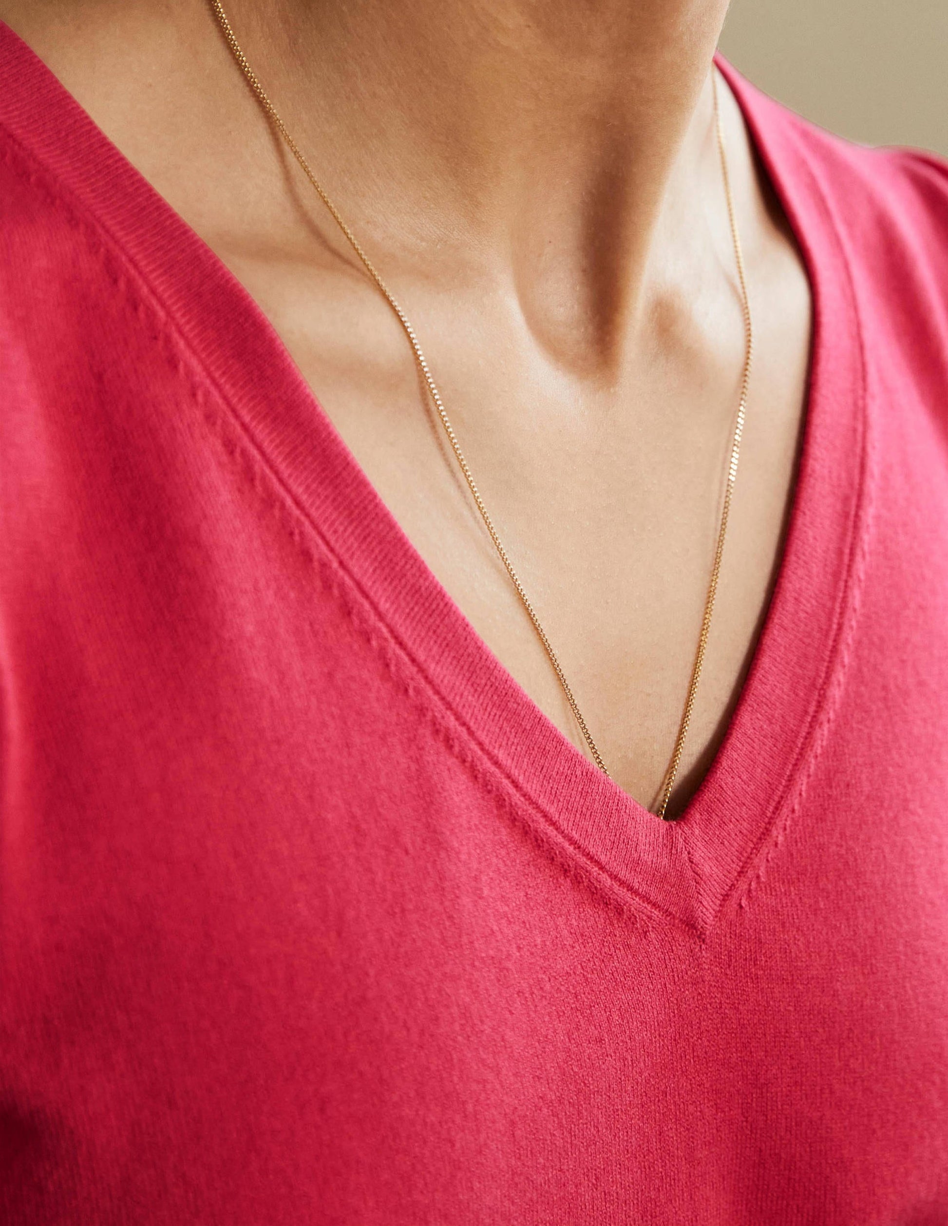 Cotton V-Neck Jumper-Radish-2