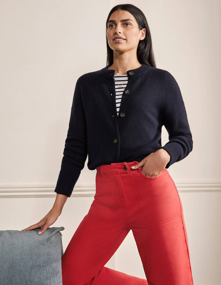 Chunky Cashmere Cardigan-Navy