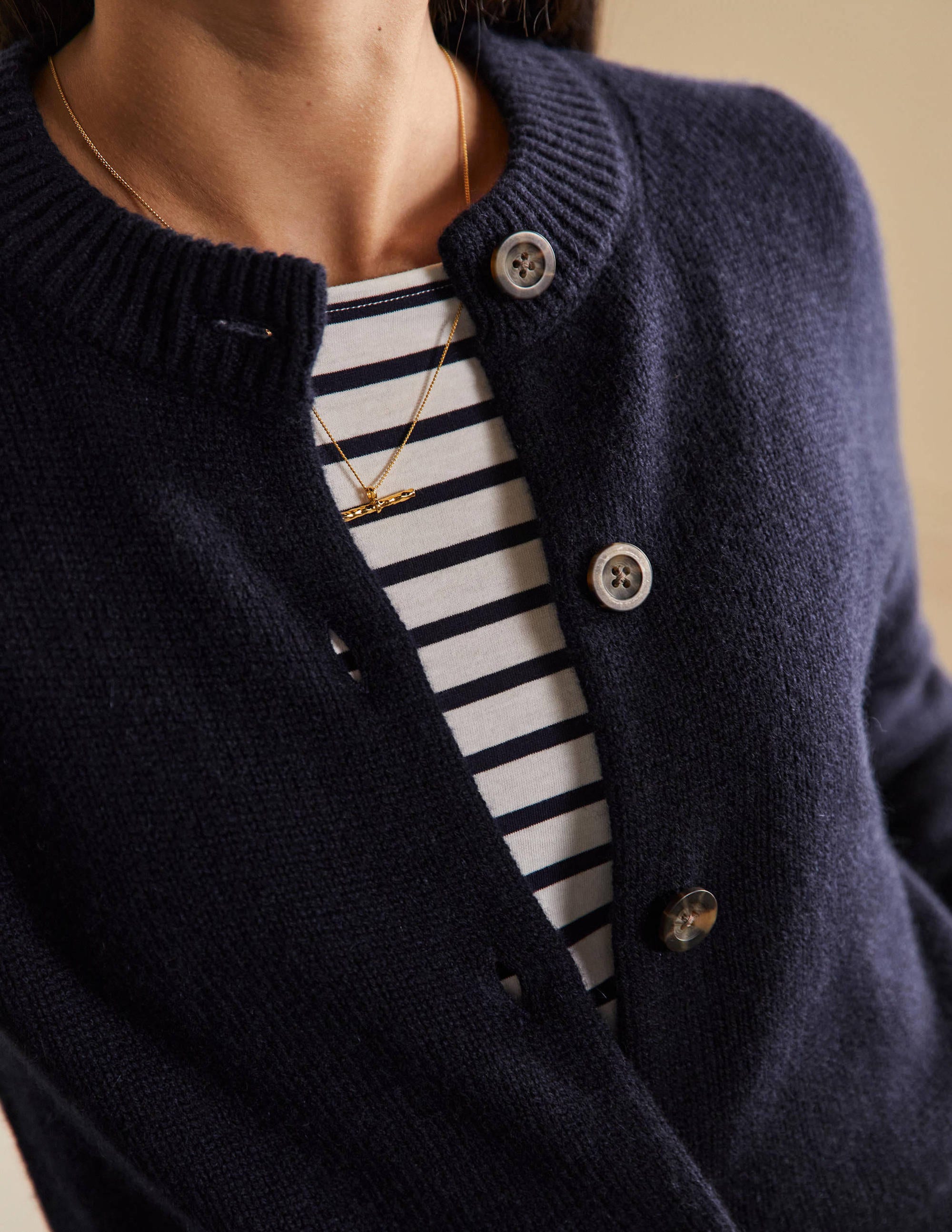 Chunky Cashmere Cardigan-Navy - Image 2