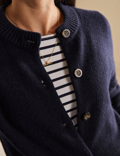 Chunky Cashmere Cardigan-Navy-2