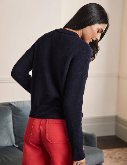Chunky Cashmere Cardigan-Navy-3