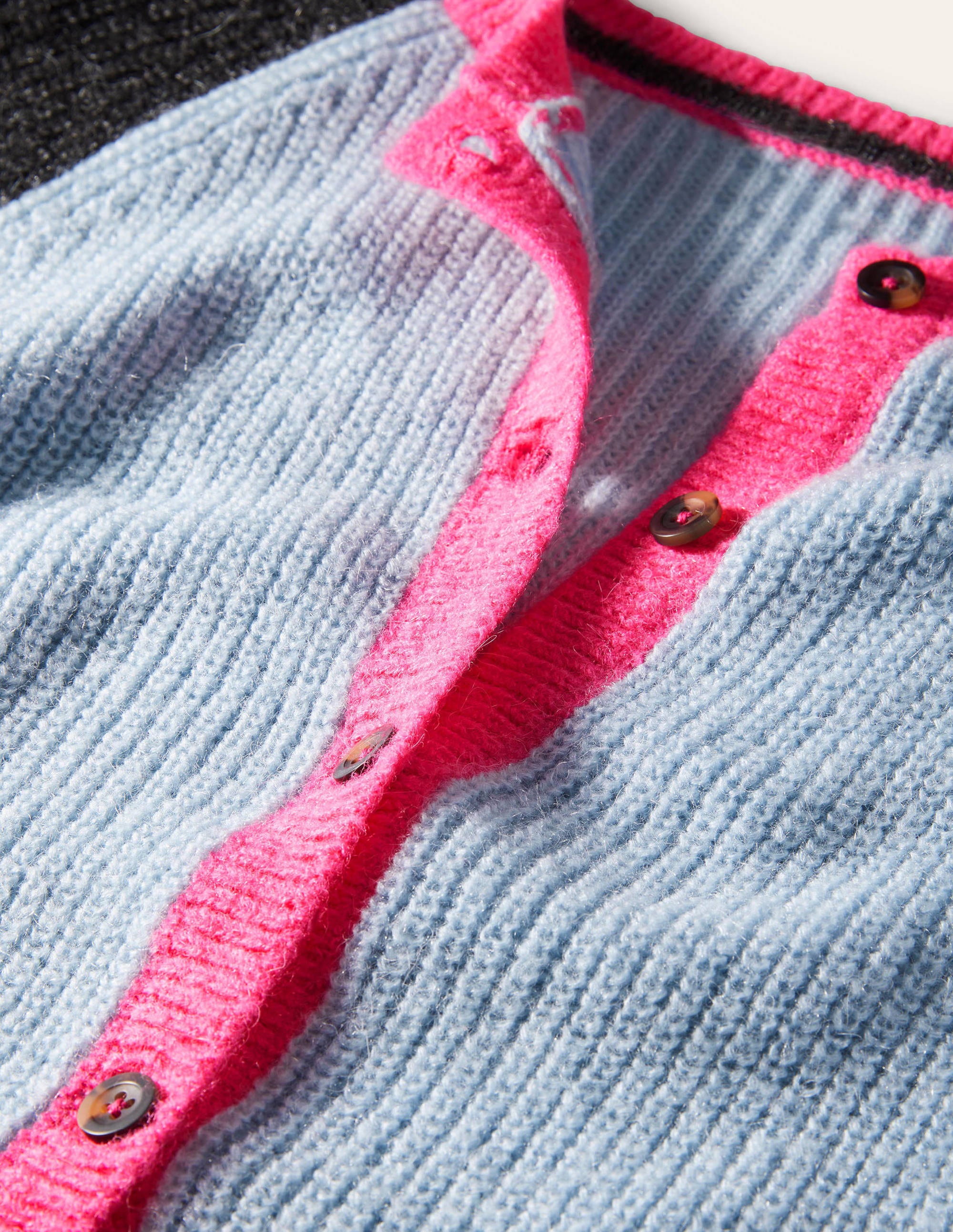 Fluffy Colourblock Cardigan-Dawn Blue, Charcoal - Image 6