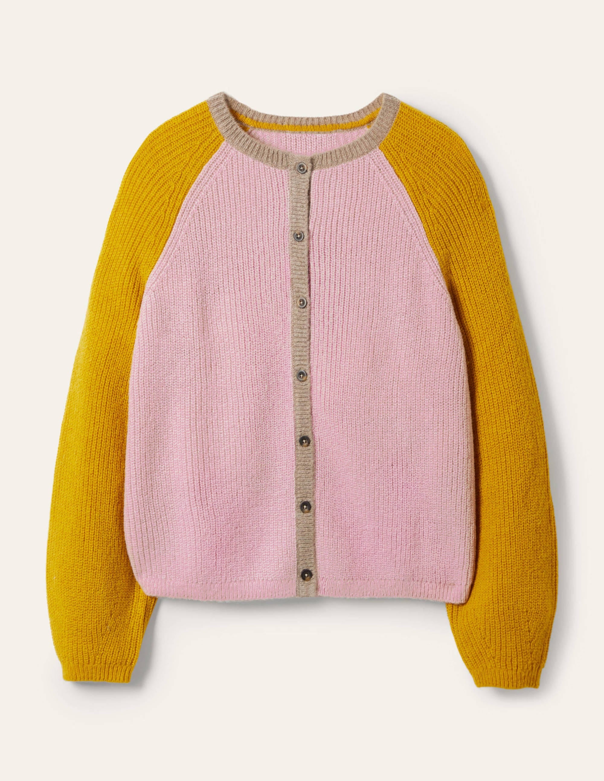 Fluffy Colourblock Cardigan-Milkshake, Olive Oil - Image 2
