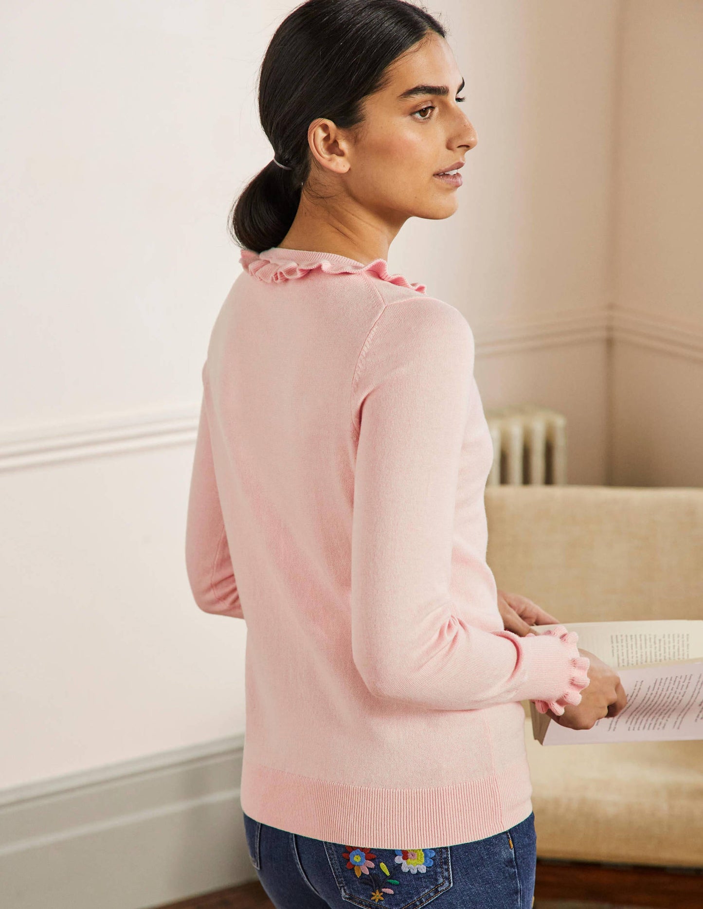 Frill Detail Henley Jumper-Milkshake