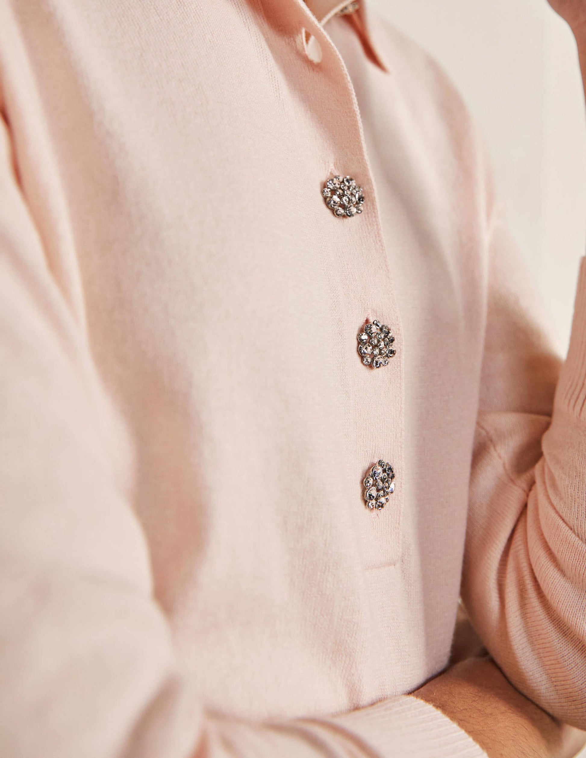 Jewelled Button Rugby Jumper-Milkshake-2