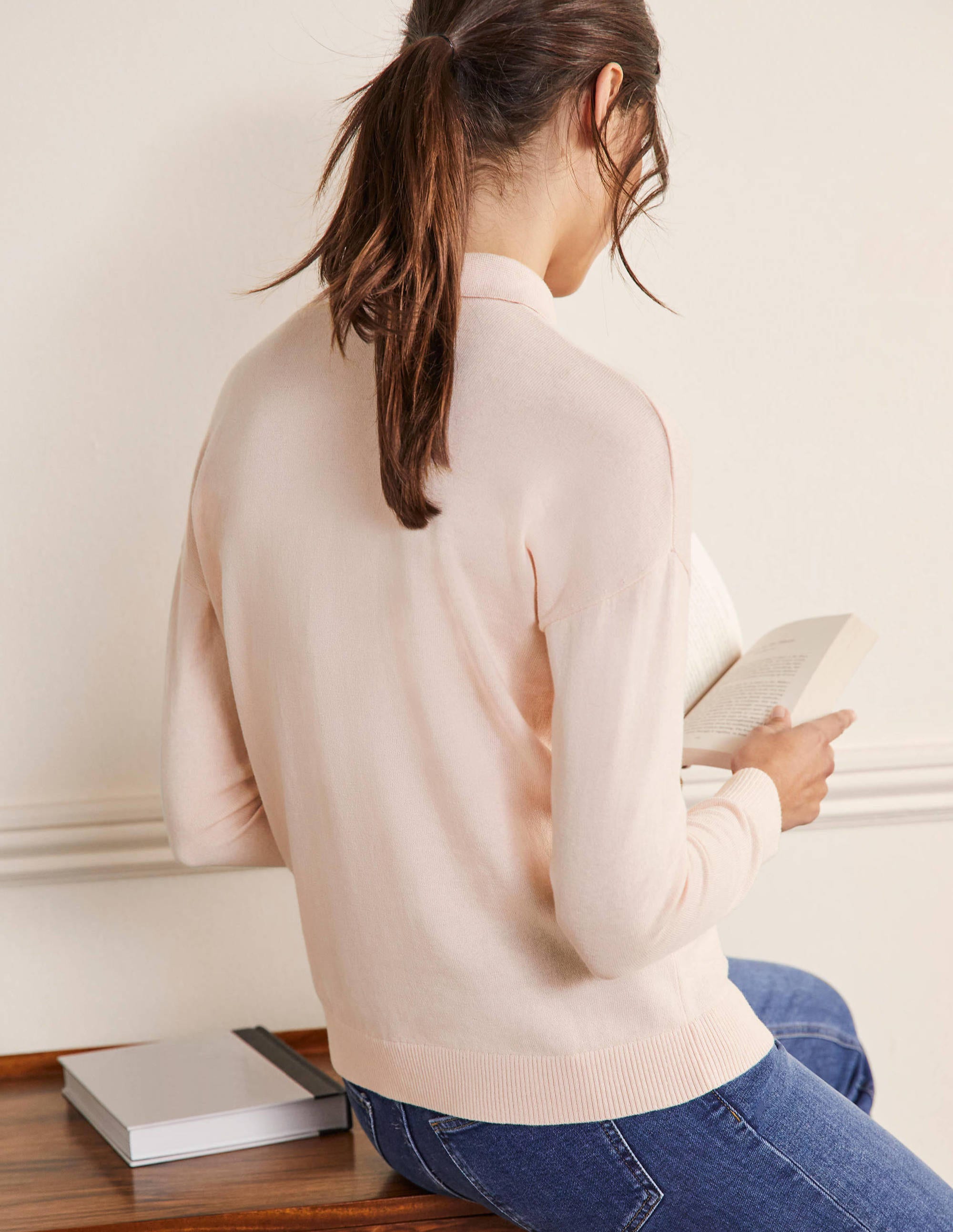 Jewelled Button Rugby Jumper-Milkshake - Image 3