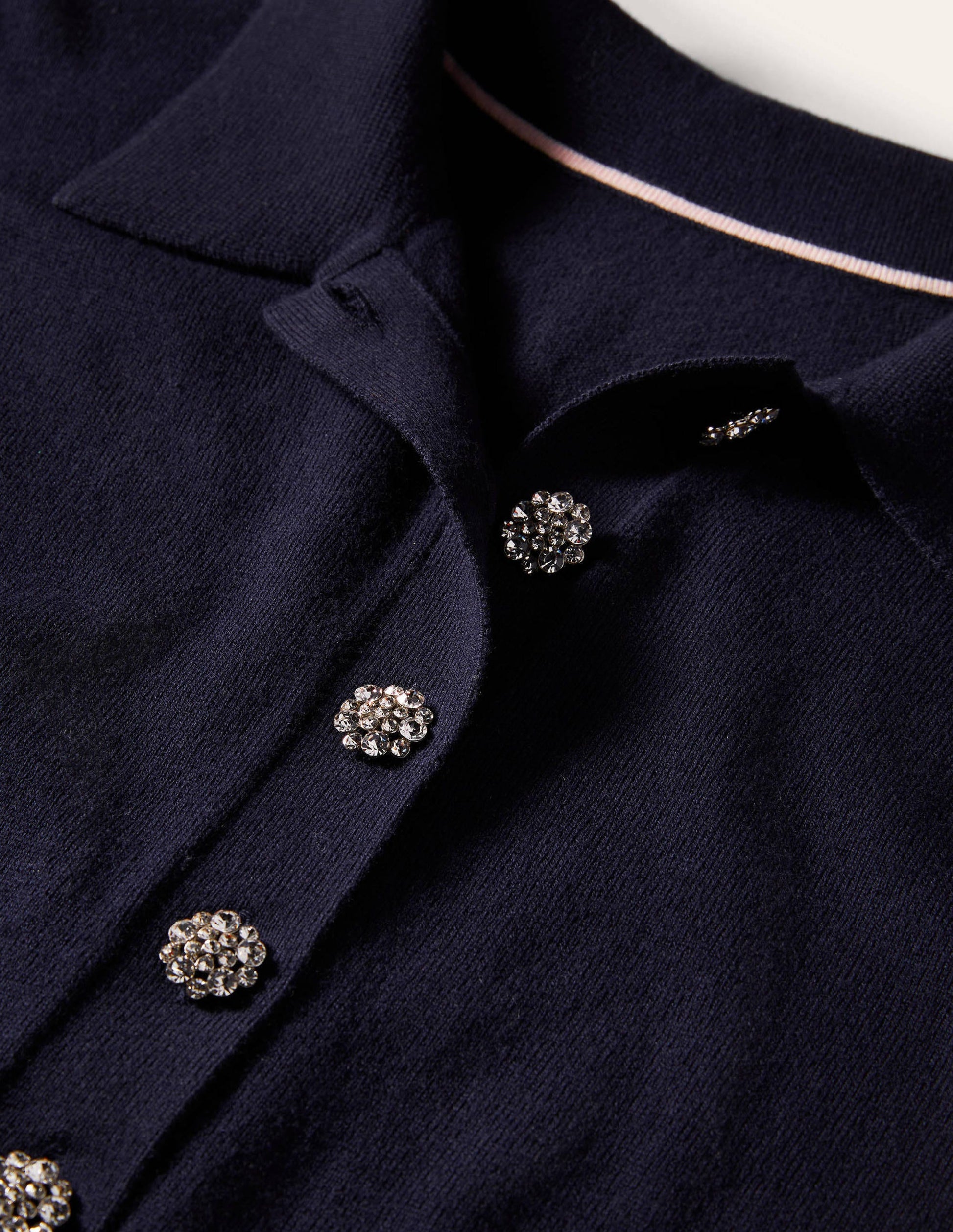 Jewelled Button Rugby Jumper-Navy-7