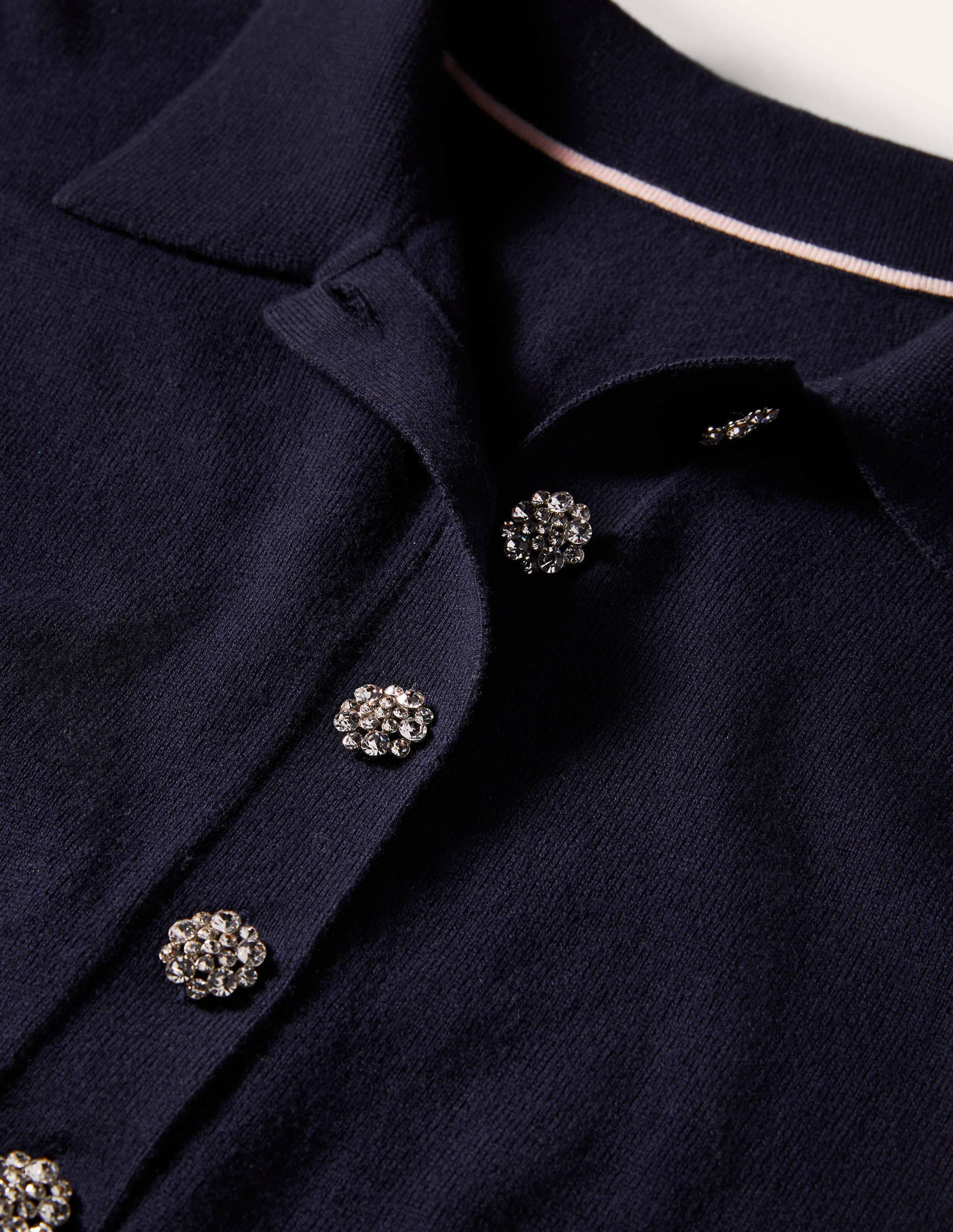 Jewelled Button Rugby Jumper-Navy - Image 7
