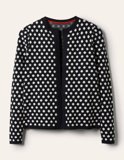 Cleo Jacquard Knitted Cardigan-Navy-5