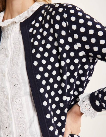 Cleo Jacquard Knitted Cardigan-Navy-2