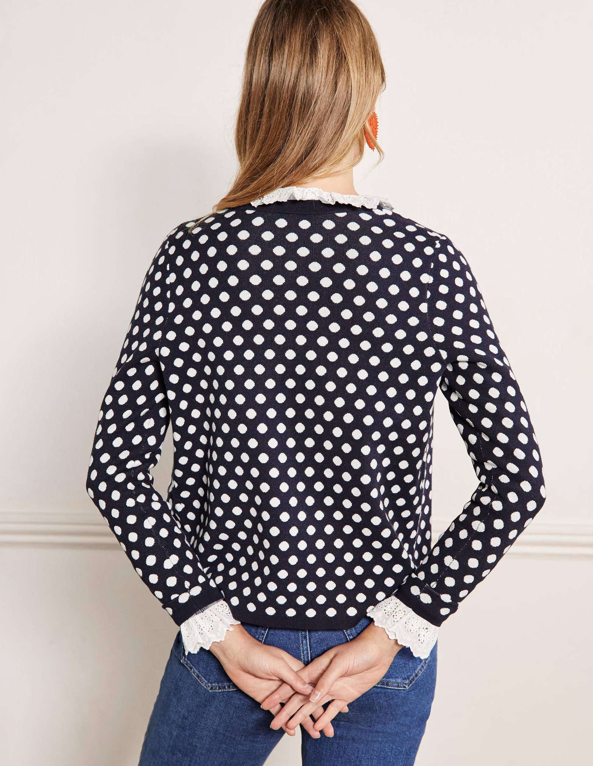 Cleo Jacquard Knitted Cardigan-Navy-3