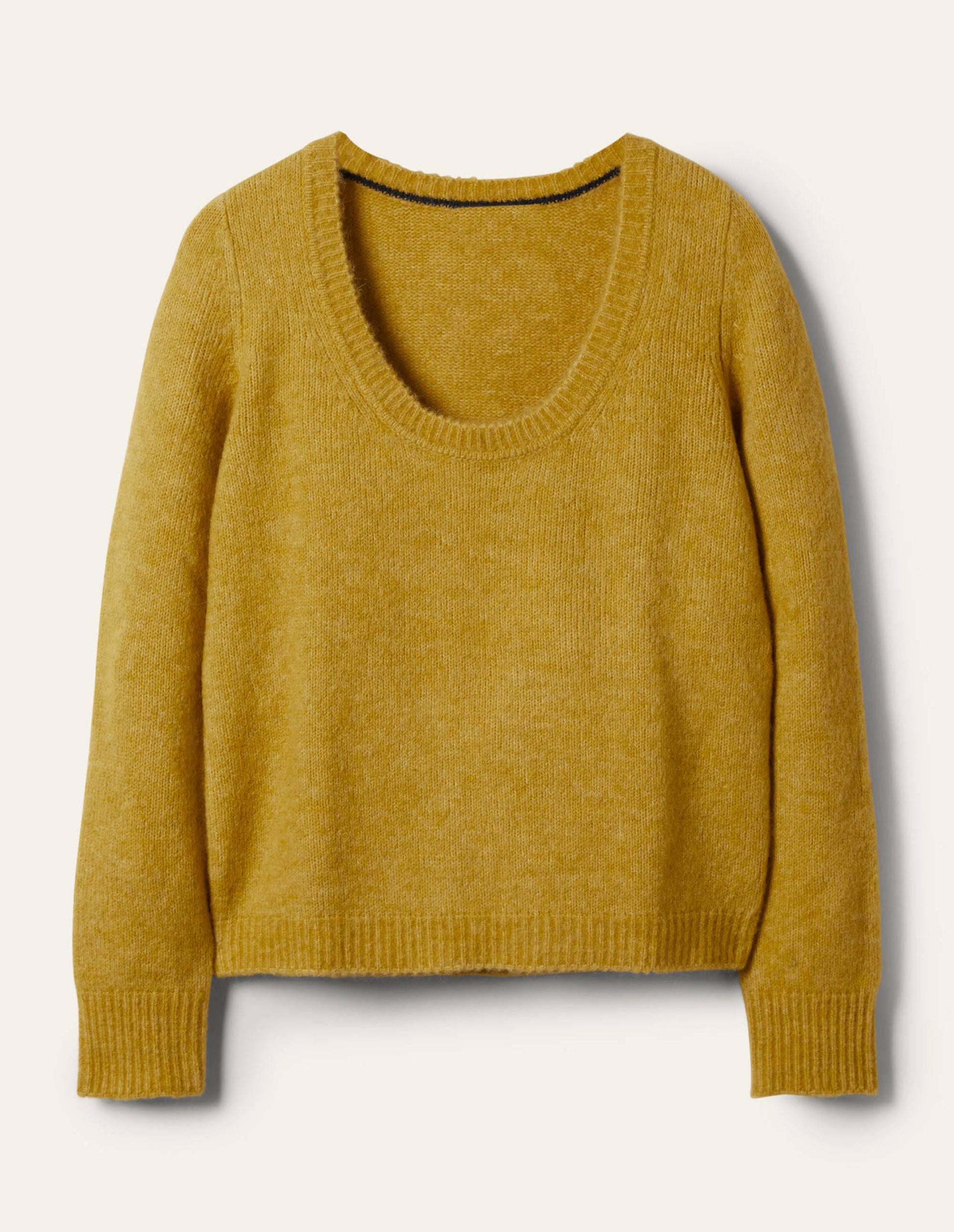 Scoop Neck Fluffy Jumper-Olive Oil-5