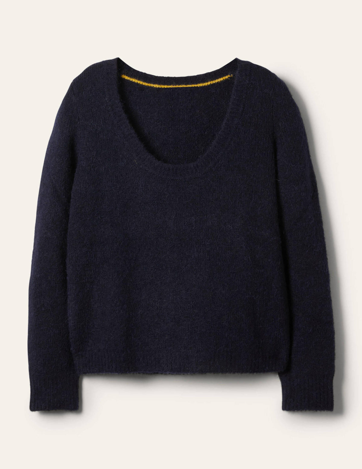 Scoop Neck Fluffy Jumper-Navy - Image 5