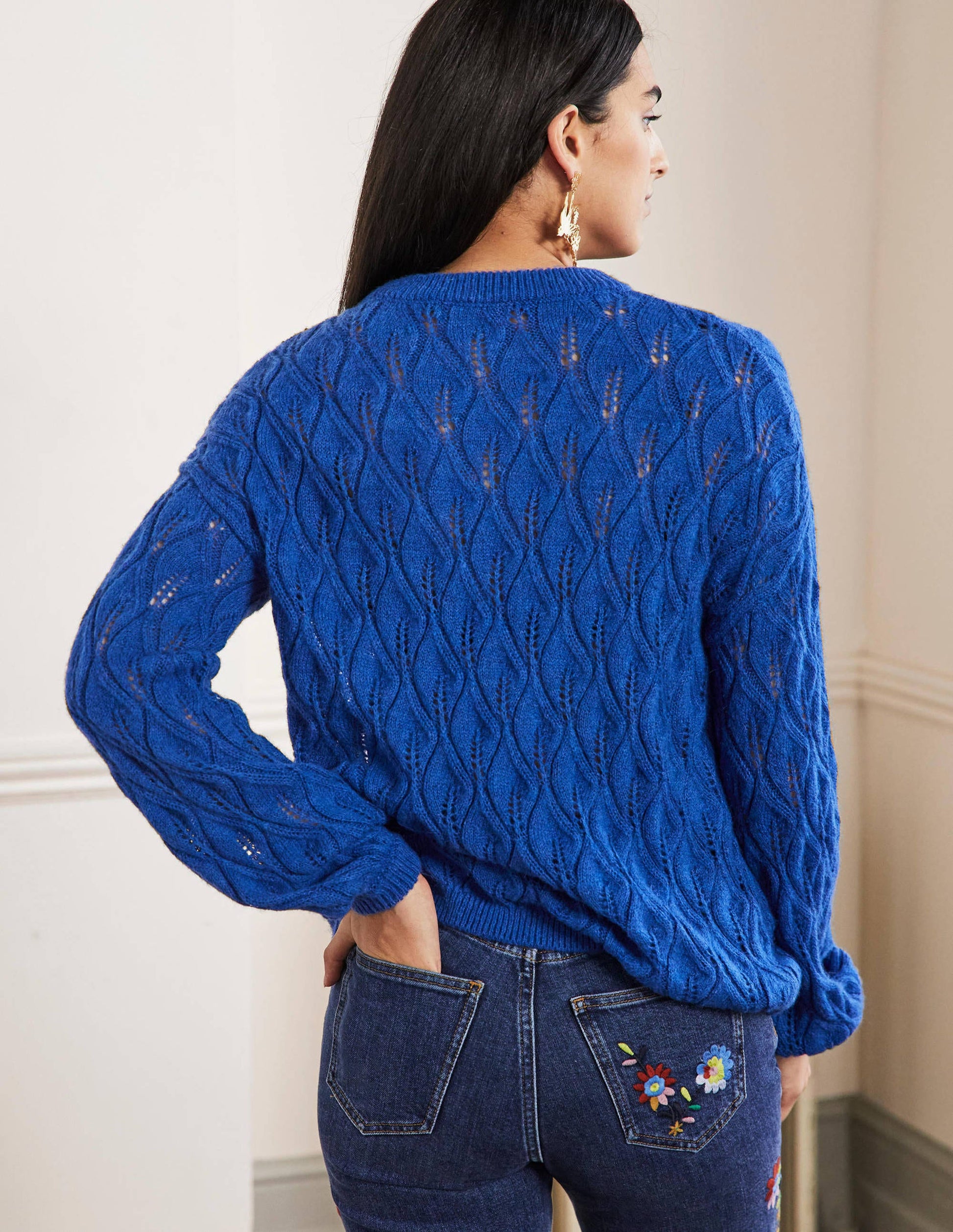 Pointelle Fluffy Jumper-Cobalt-3