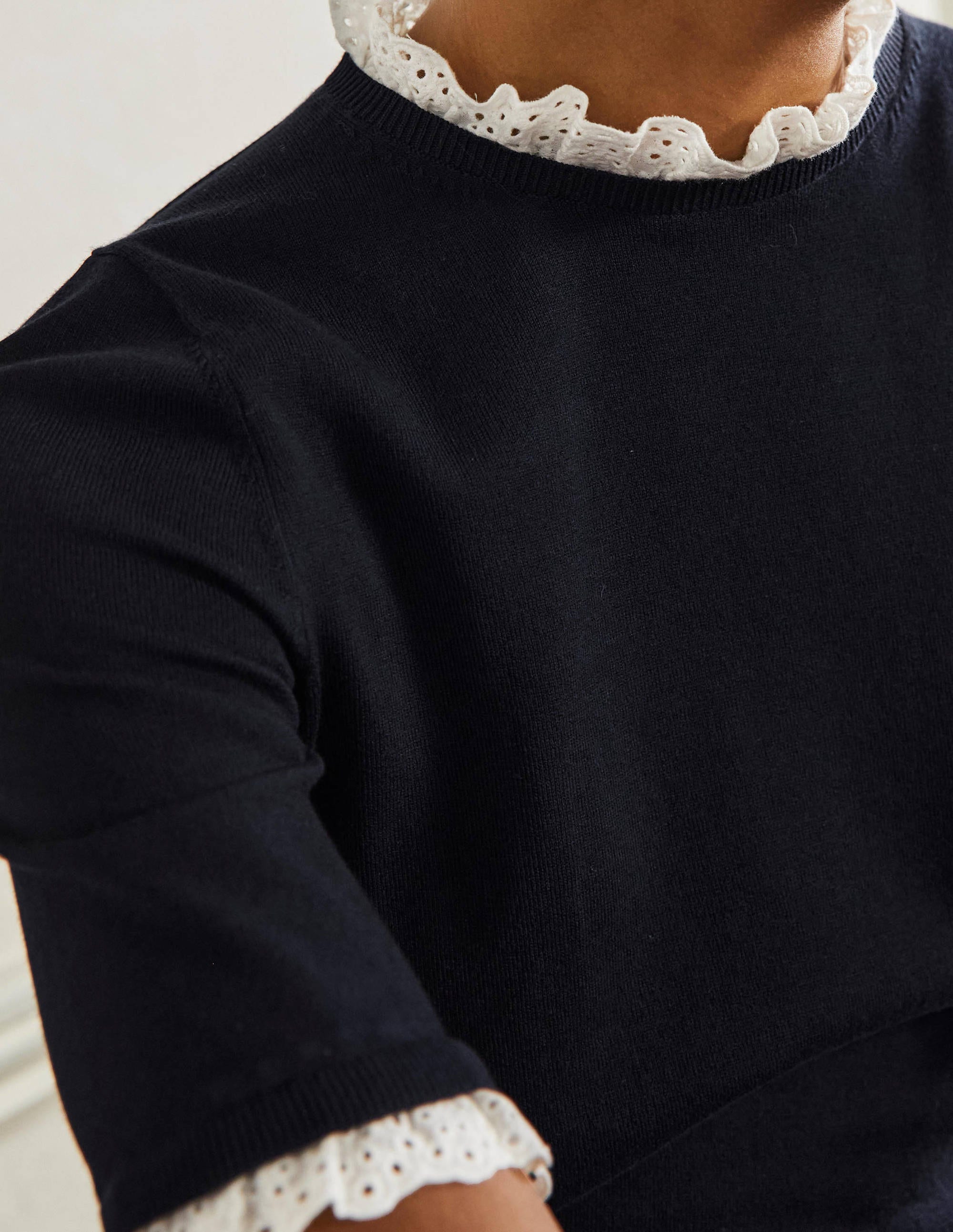 Woven Mix Knitted T-Shirt-Navy - Image 2
