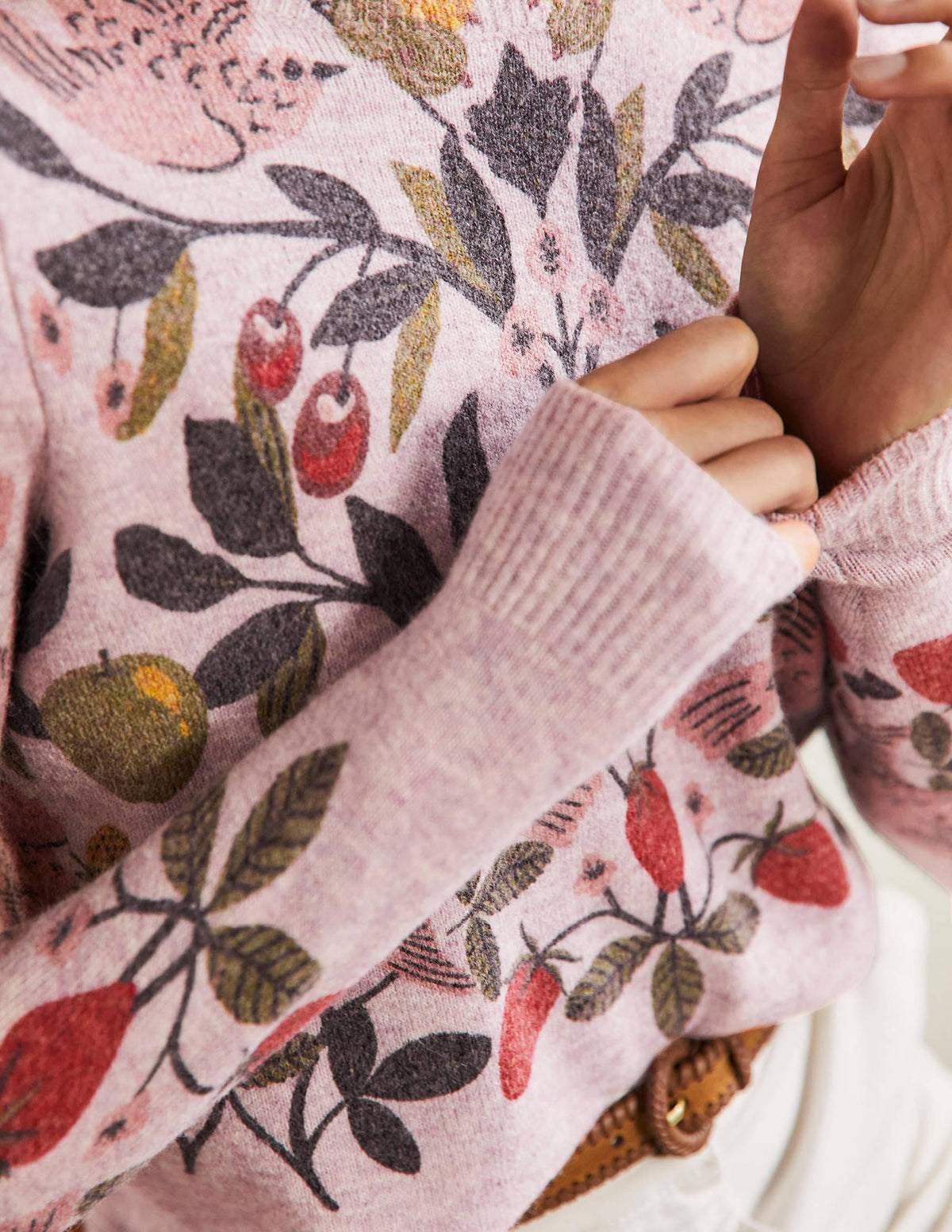 Printed Fluffy Jumper-Fair Orchid,  Bird Paradise-2