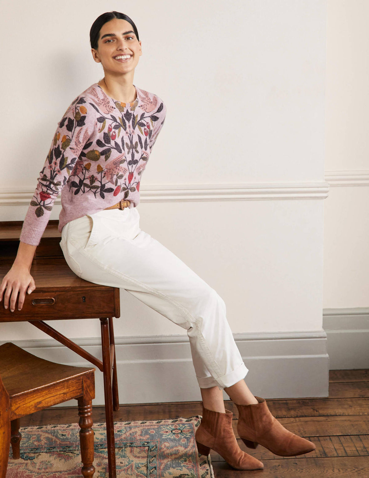 Printed Fluffy Jumper-Fair Orchid,  Bird Paradise-4