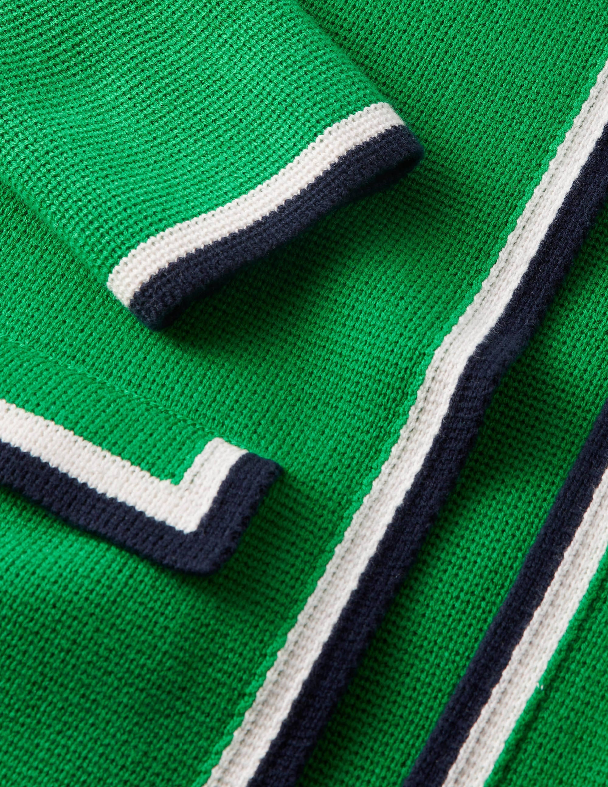 Stripe Trim Knitted Jacket-Highland Green - Image 5
