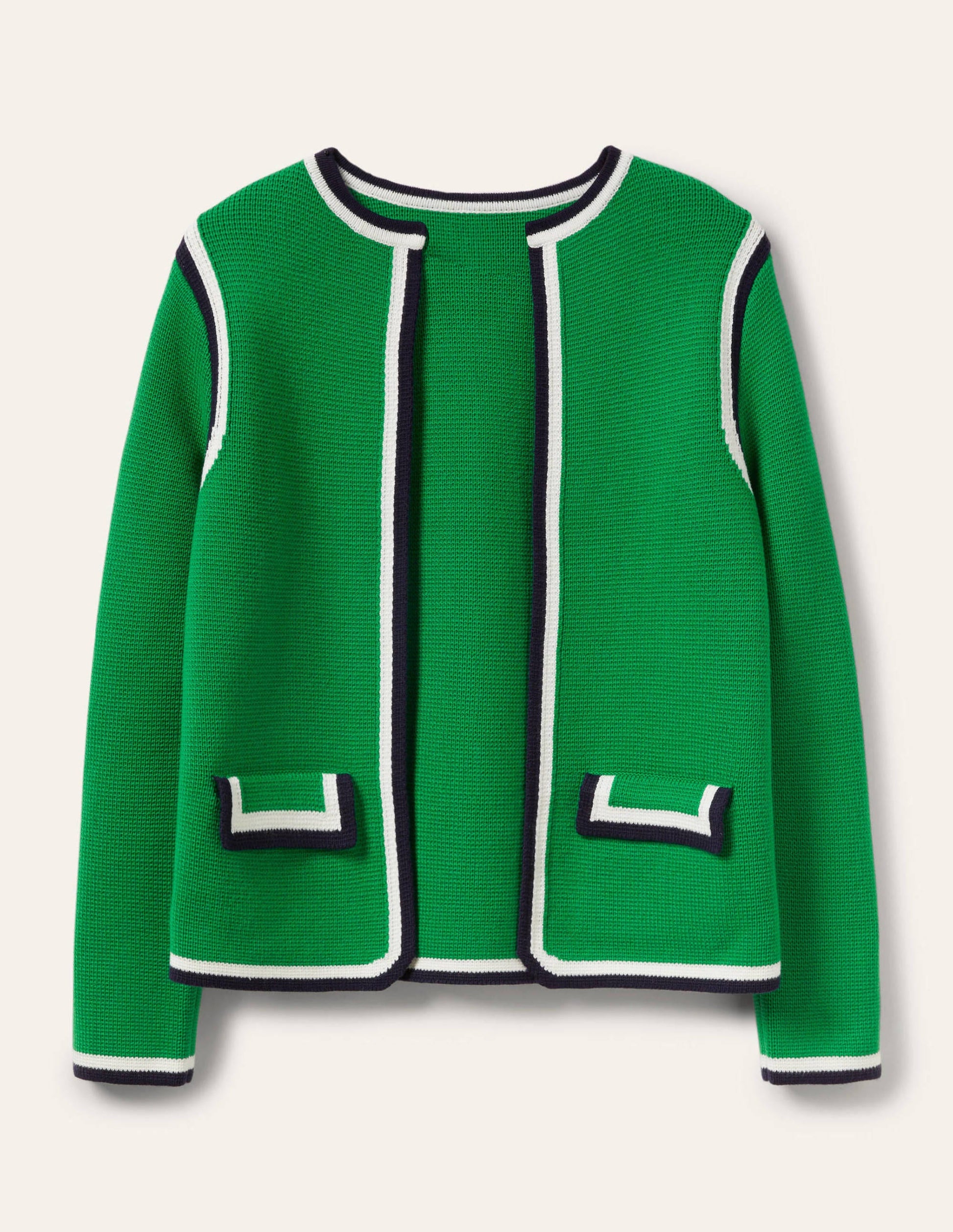 Stripe Trim Knitted Jacket-Highland Green-6