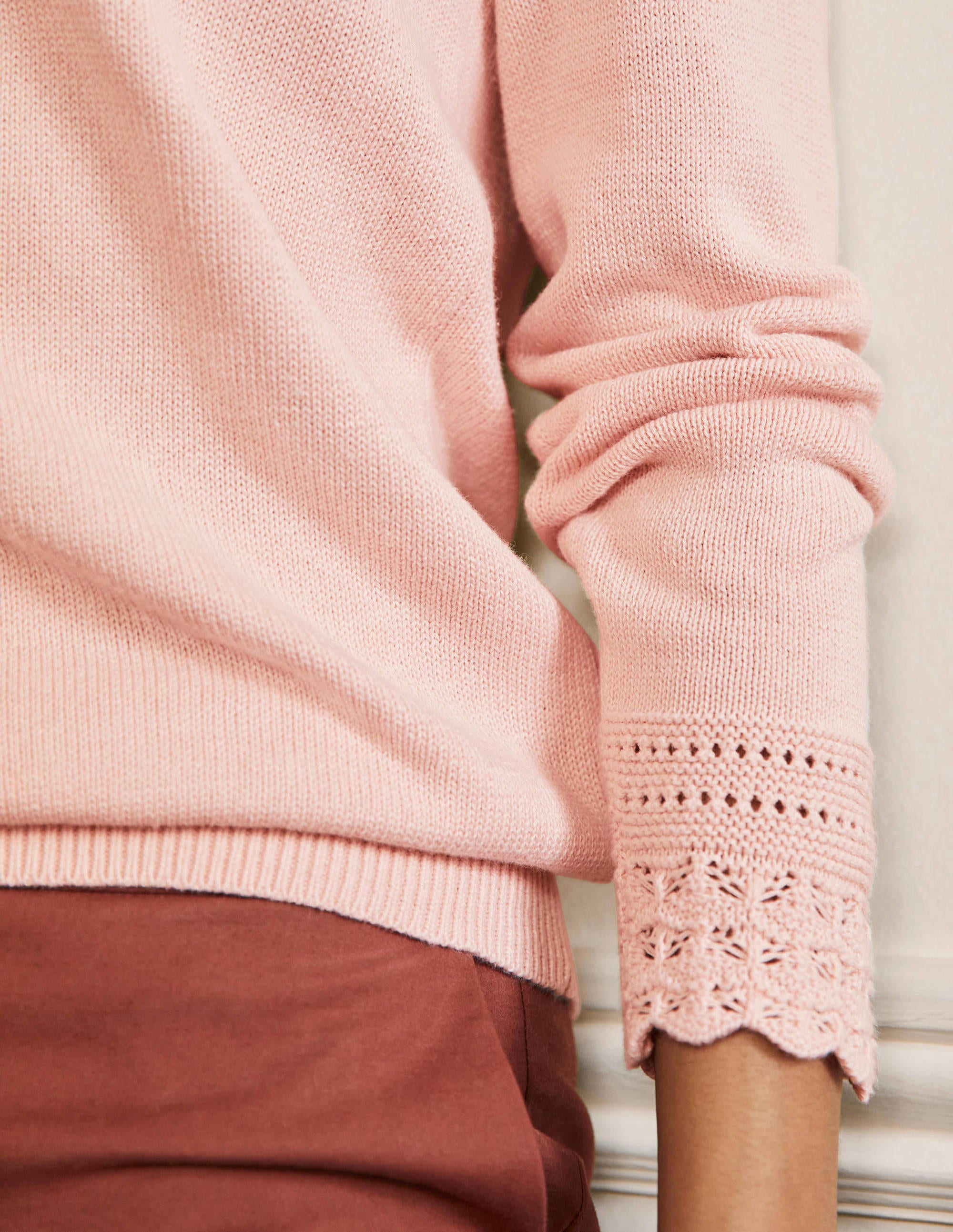 Scallop Crochet Trim Jumper-Milkshake - Image 2