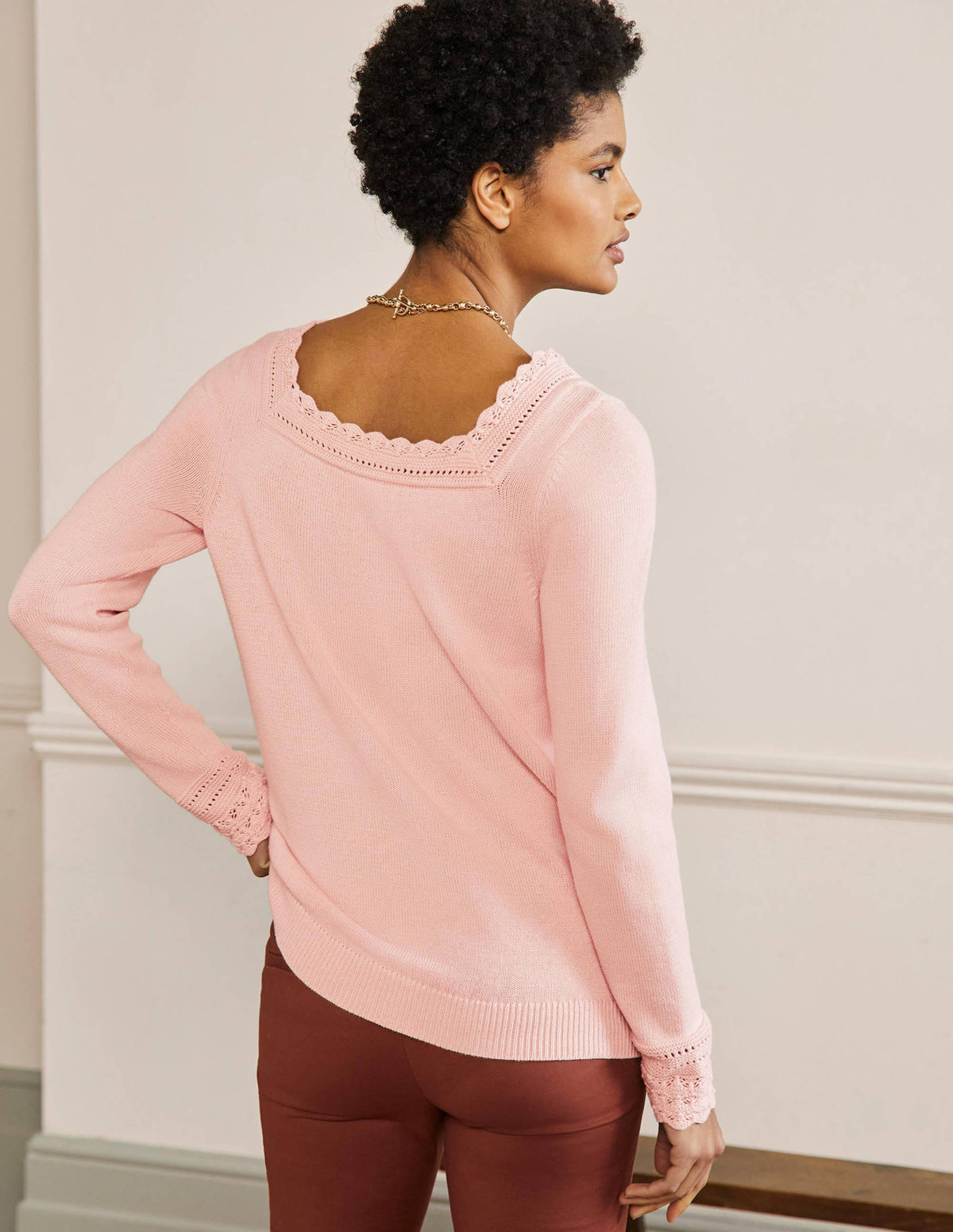 Scallop Crochet Trim Jumper-Milkshake - Image 3