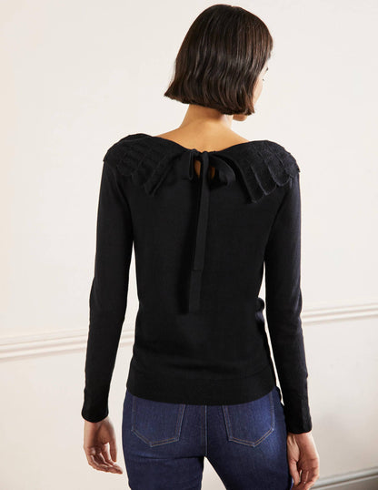 Tie Back Collar Jumper-Black-3
