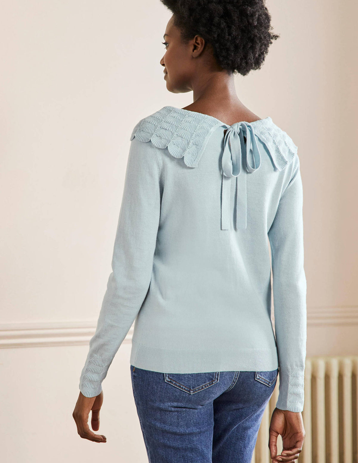 Tie Back Collar Jumper-Dawn Sky - Image 3