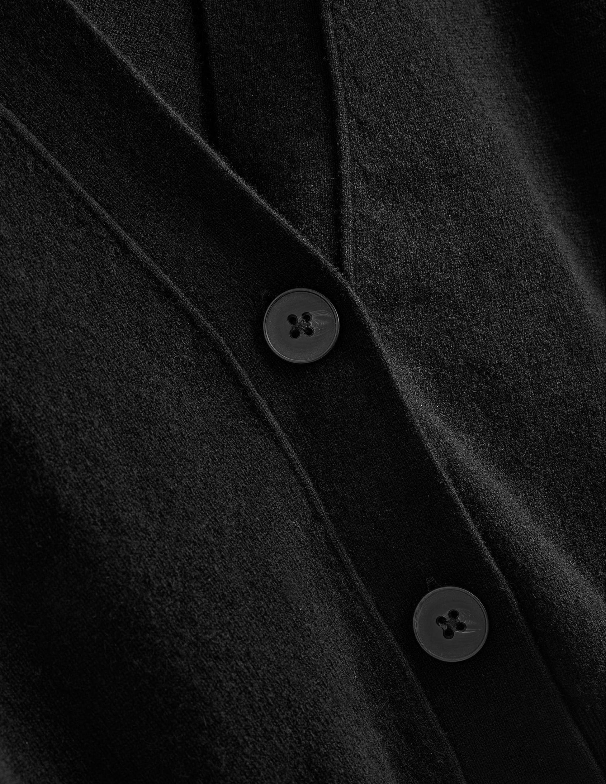 Cropped Cashmere V Cardigan-Black-6