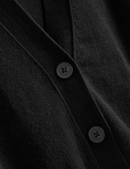 Cropped Cashmere V Cardigan-Black-6