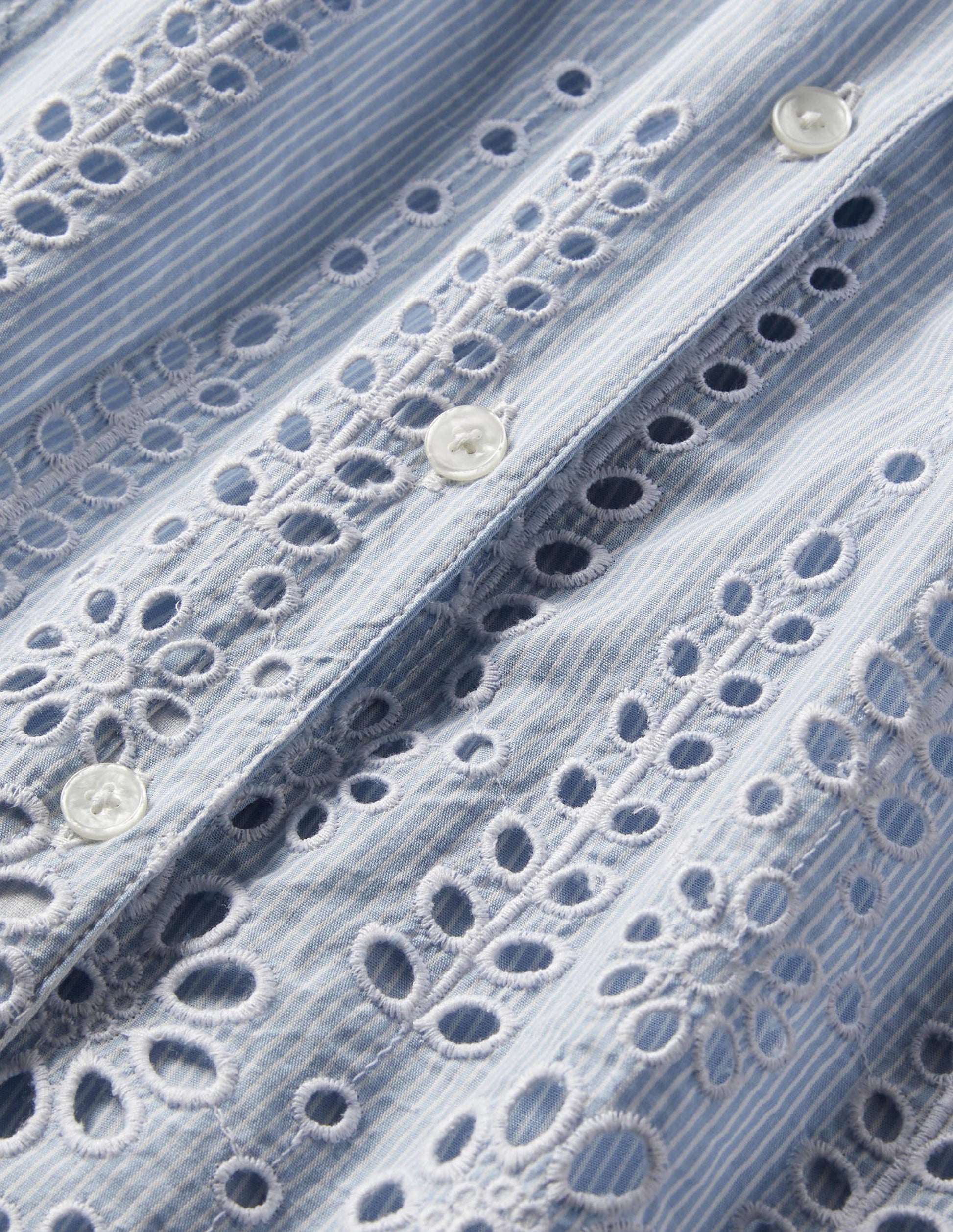 Broderie Pyjama Set-Blue Ticking Stripe-6