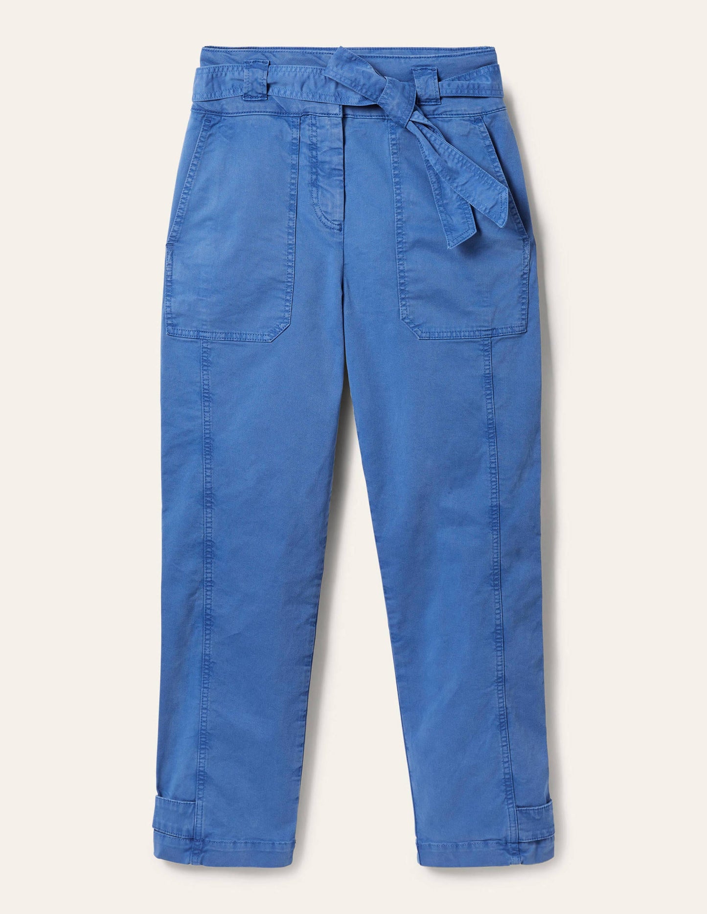 Belted Chino Trousers-Atlantic Ocean Blue