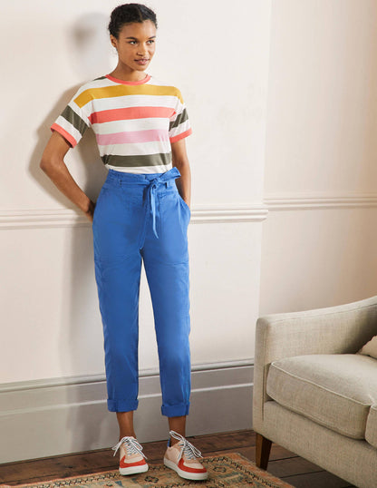 Belted Chino Trousers-Atlantic Ocean Blue-1