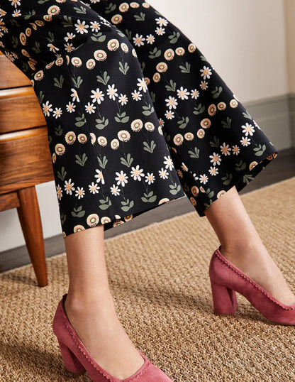 High Waisted Richmond Trousers-Black, Delicate Daisy-2