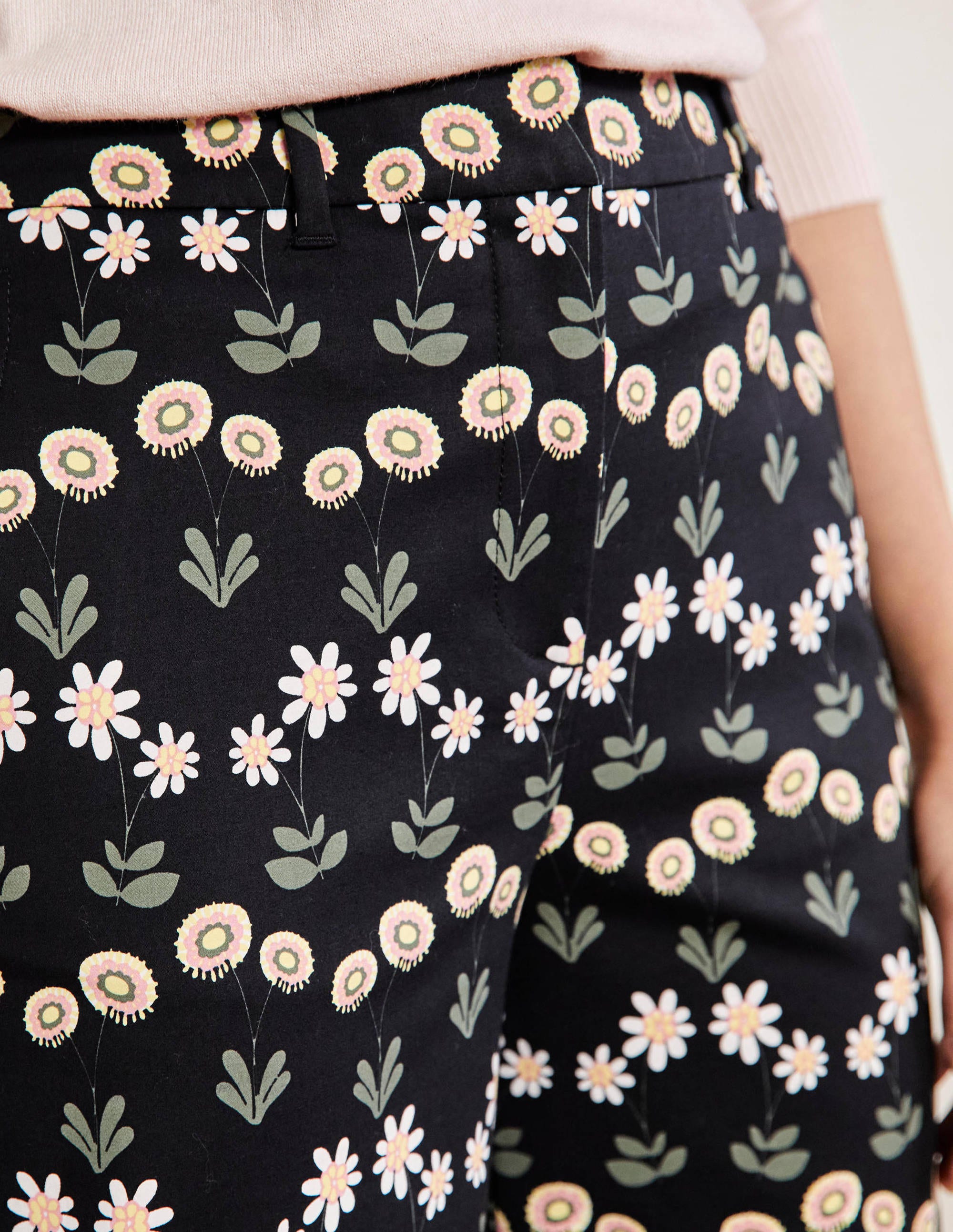 High Waisted Richmond Trousers-Black, Delicate Daisy - Image 5