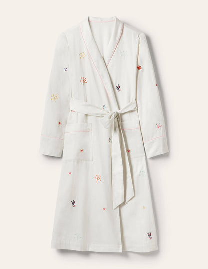 Cotton Dressing Gown-Ivory, Embroidery-5