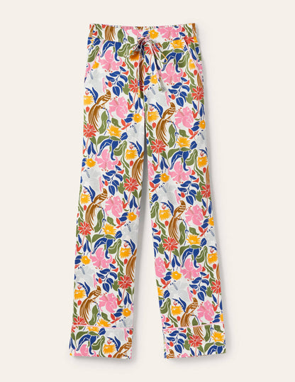 Cotton Pyjama Trousers-Ivory, Oriental Bird-5