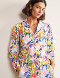 Long Sleeve Pyjama Shirt-Ivory, Oriental Bird
