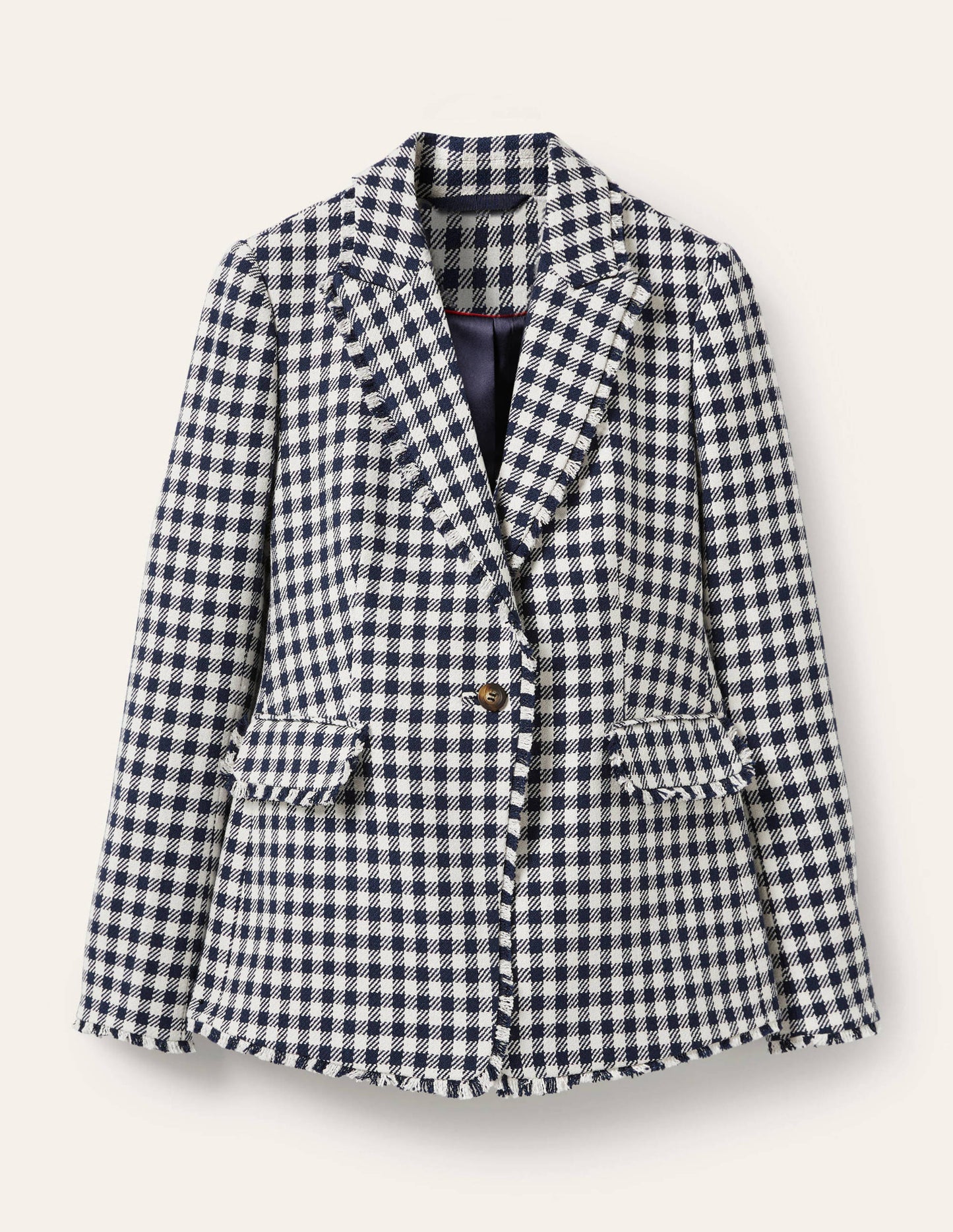 Hever Cotton Twill Blazer-French Navy Gingham
