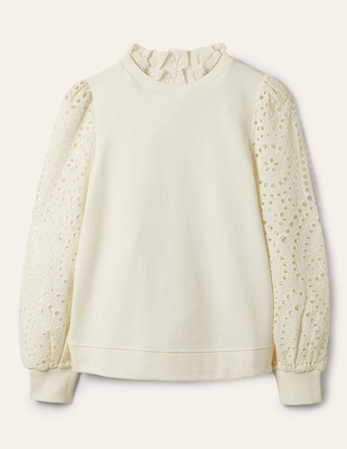 Broderie Blouson Sweatshirt-Ivory - Image 5