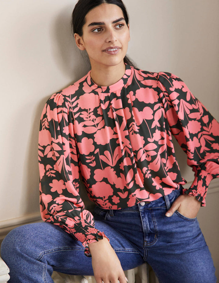 Deep Smocked Cuff Top-Marsh, Flora Bloom